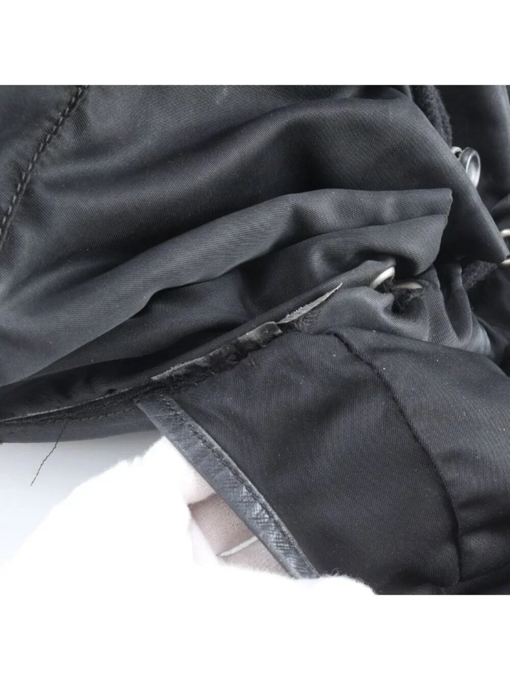Prada Tessuto Nylon Leather Backpack Shoulder Bag Black